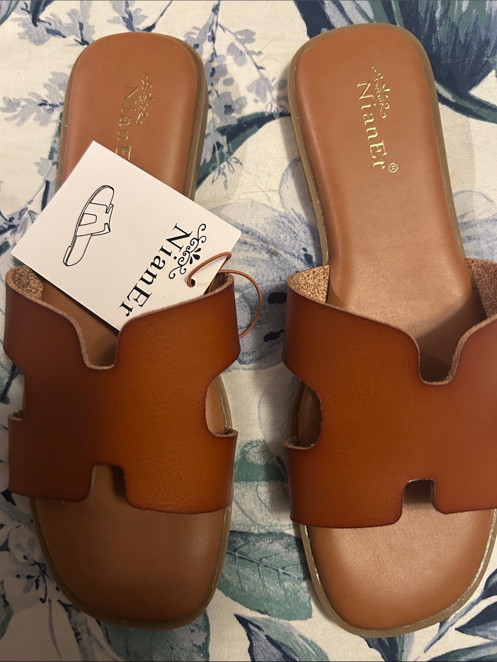 Women's Tan Slide Sandals